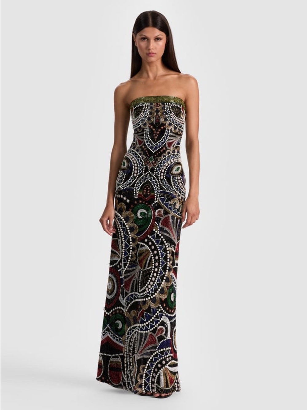 ALICE + OLIVIA DELORA BEADED GOWN DRESS SIZE 2